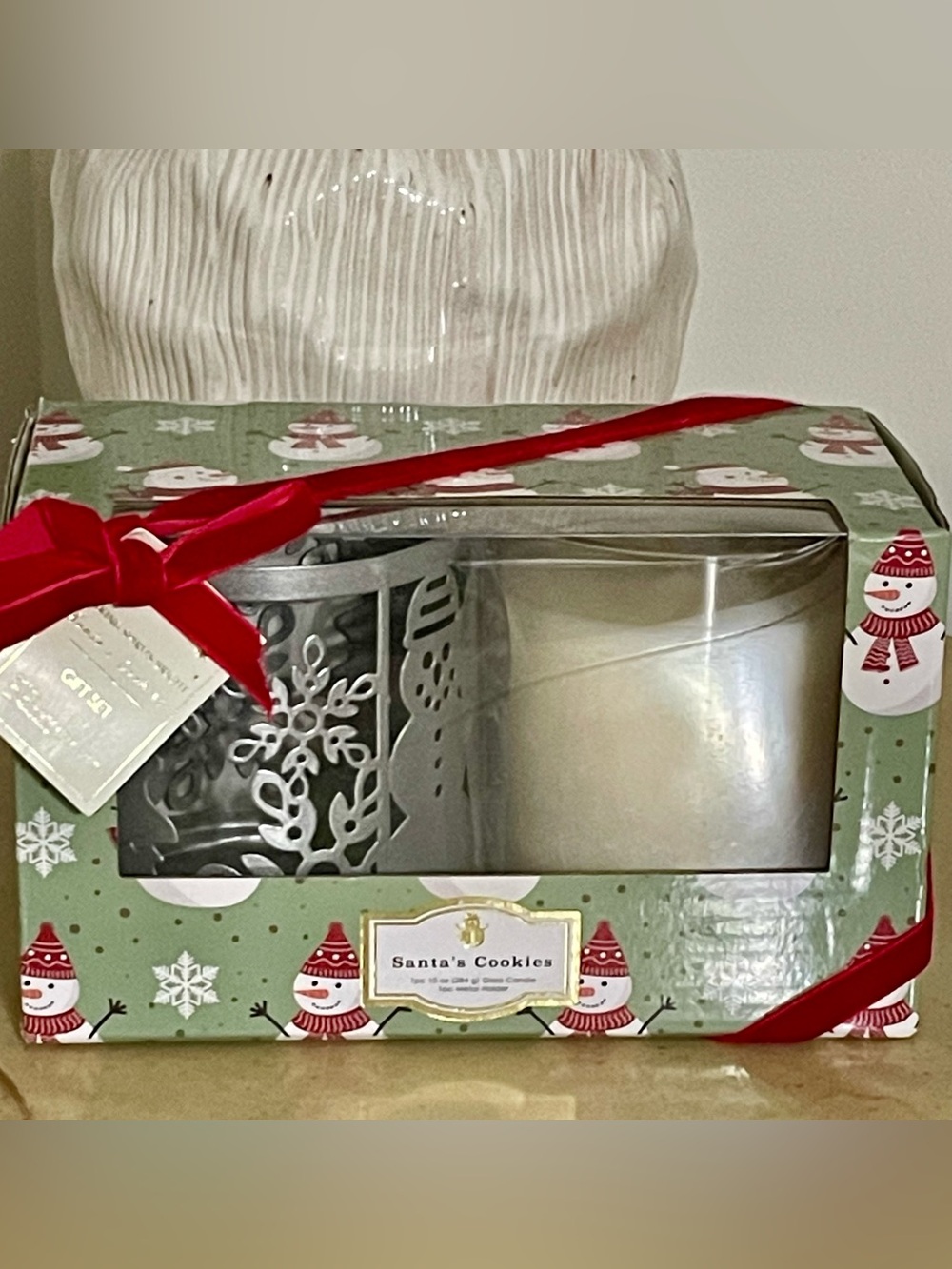 Santa’s Cookies Holiday Candle & Holder Gift Set -NEW